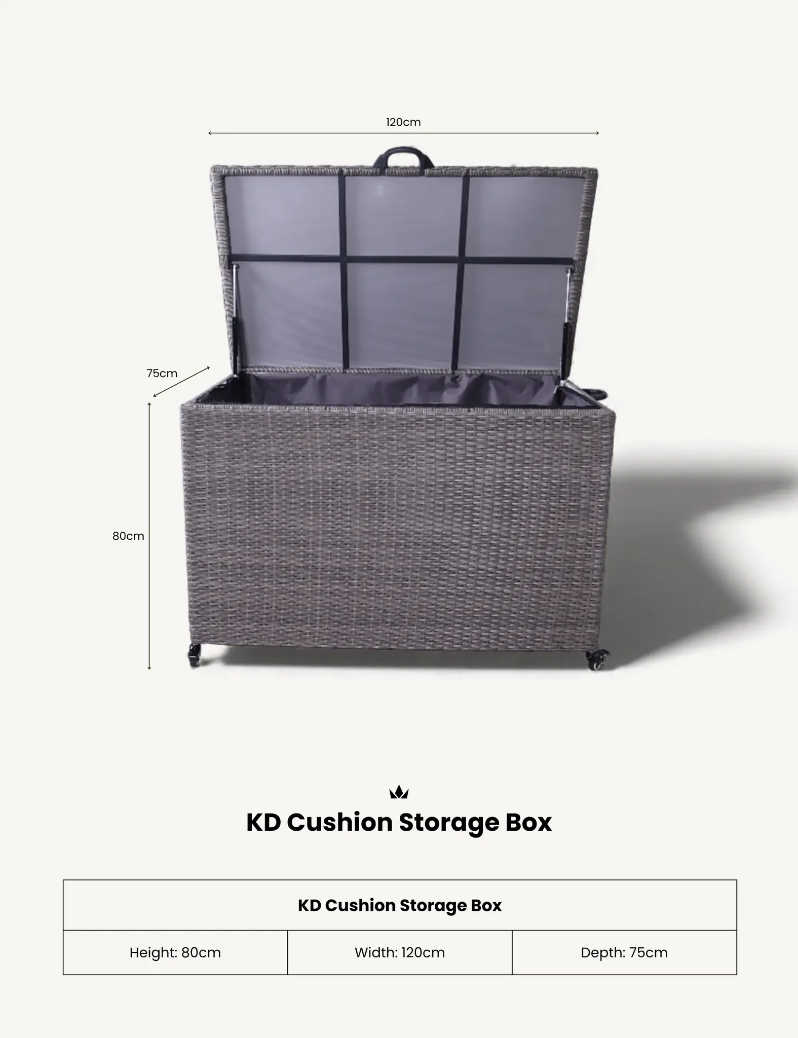 Charcoal Weave 510L KD Cushion Storage Box - Outdoor, photo 3 of 5