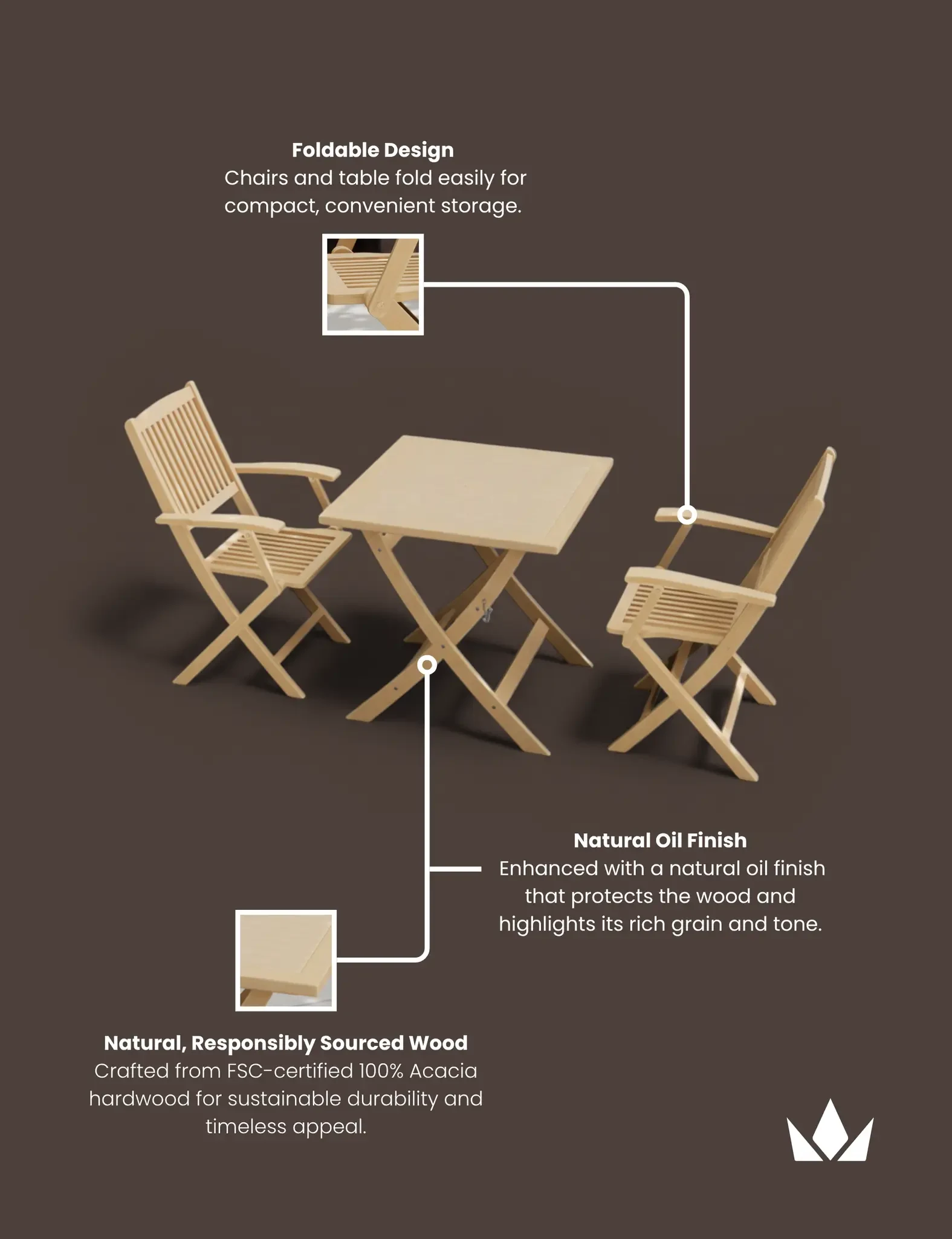 London 2 Seater Square Folding Bistro Set with London Folding Armchairs - Outdoor, photo 3 of 6