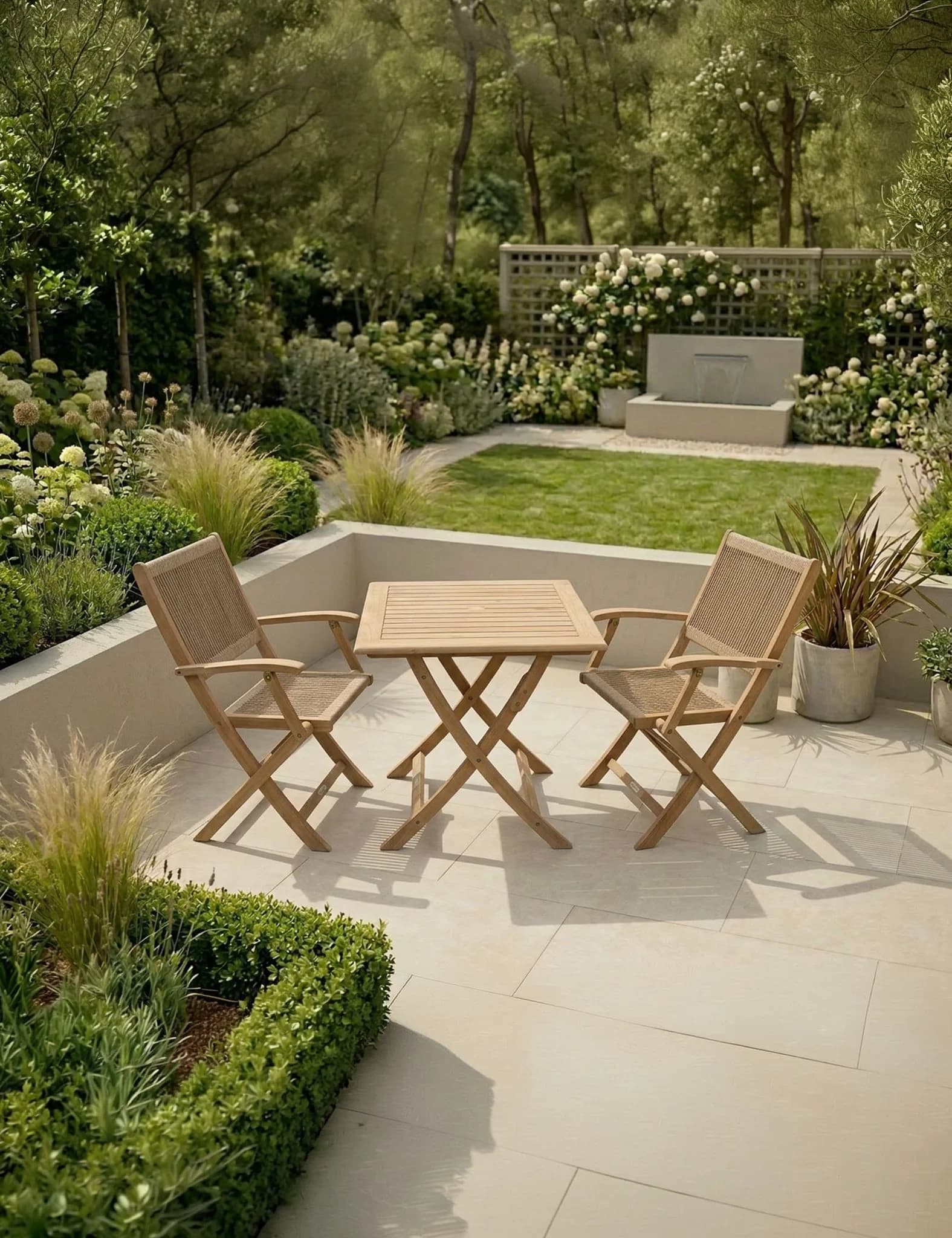 London 2 Seater Square Folding Bistro Set with London Rope Folding Armchairs - Outdoor, photo 1 of 6