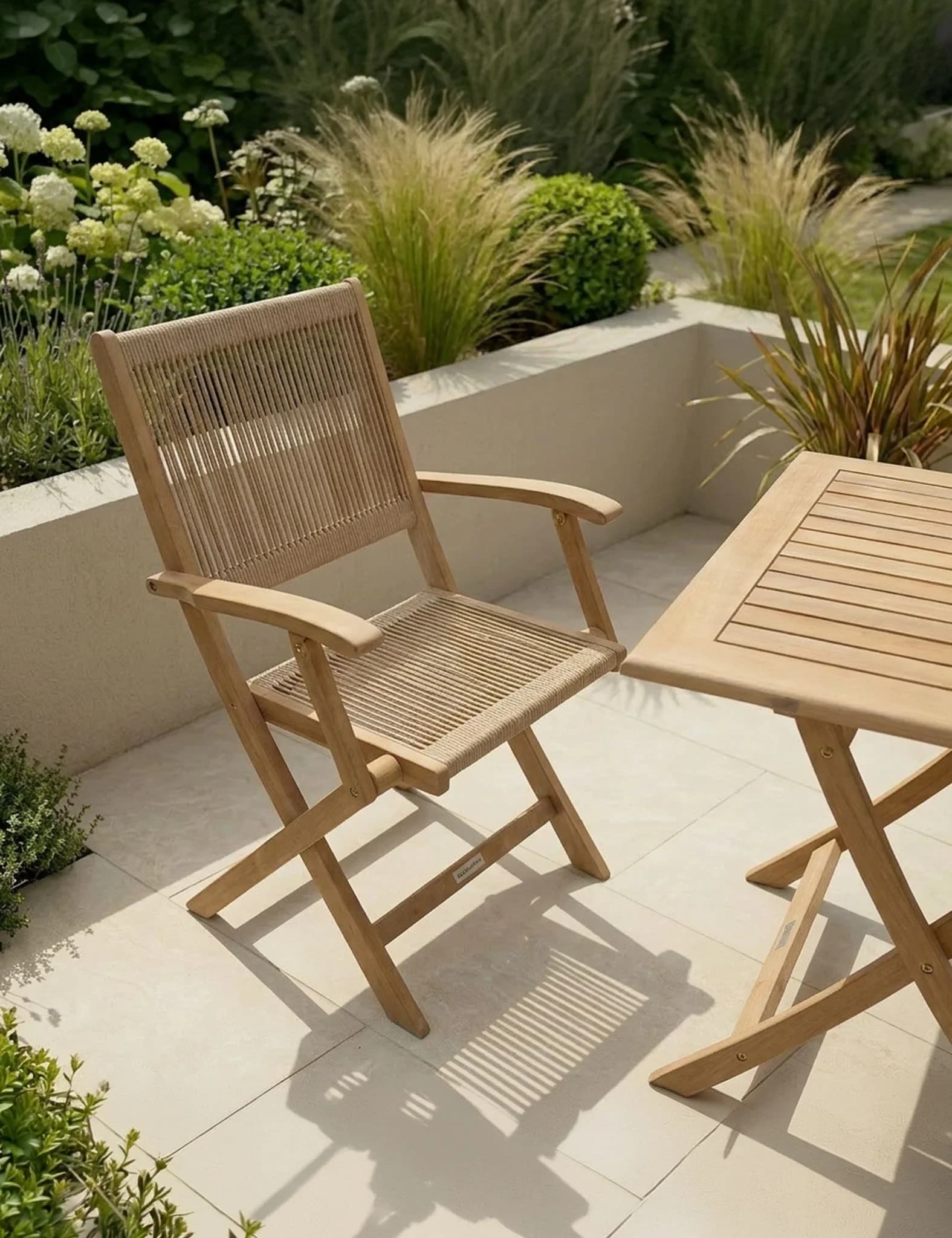 London 2 Seater Square Folding Bistro Set with London Rope Folding Armchairs - Outdoor, photo 2 of 6
