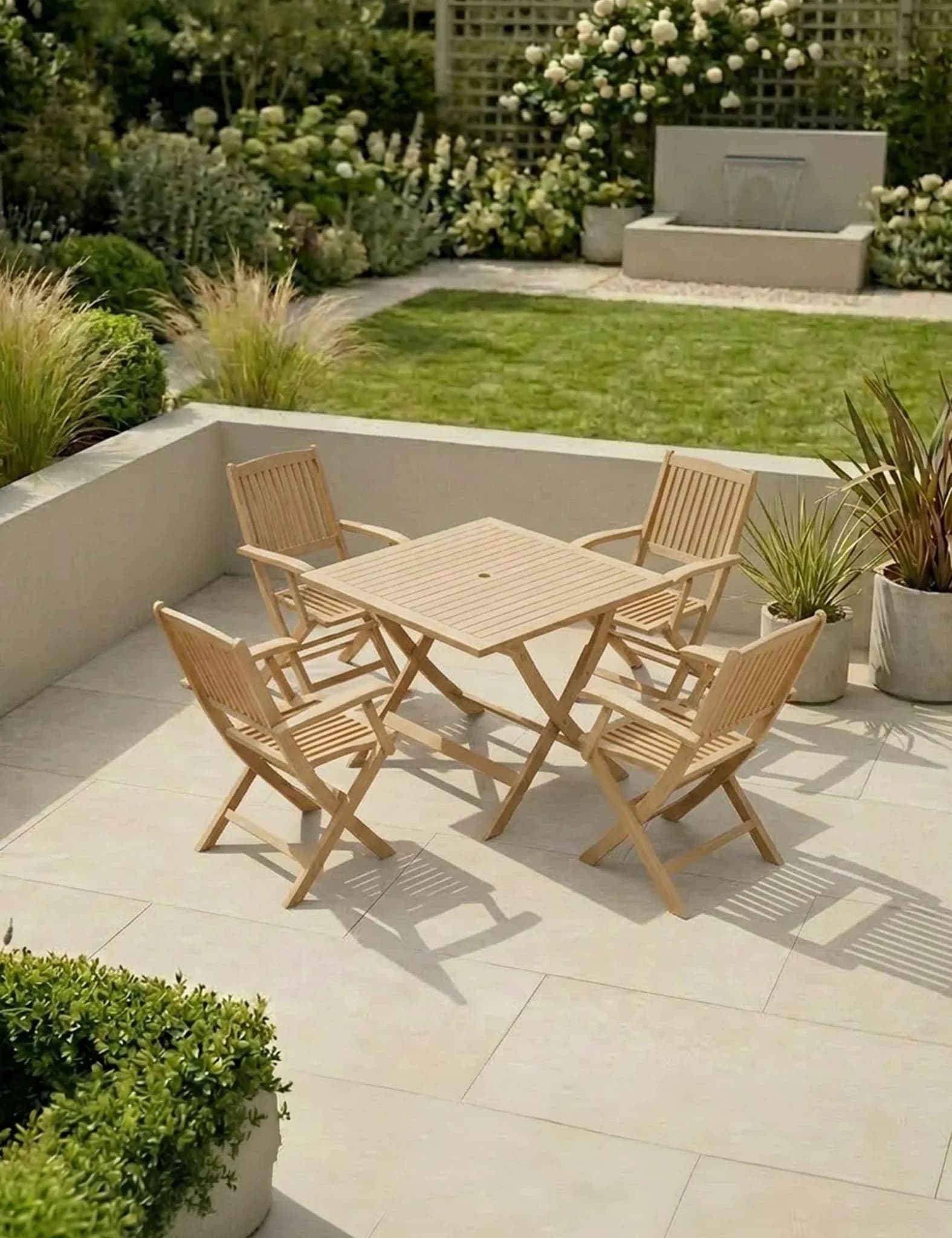 London 4 Seater Square Folding Set with London Folding Armchairs - Outdoor, photo 1 of 6