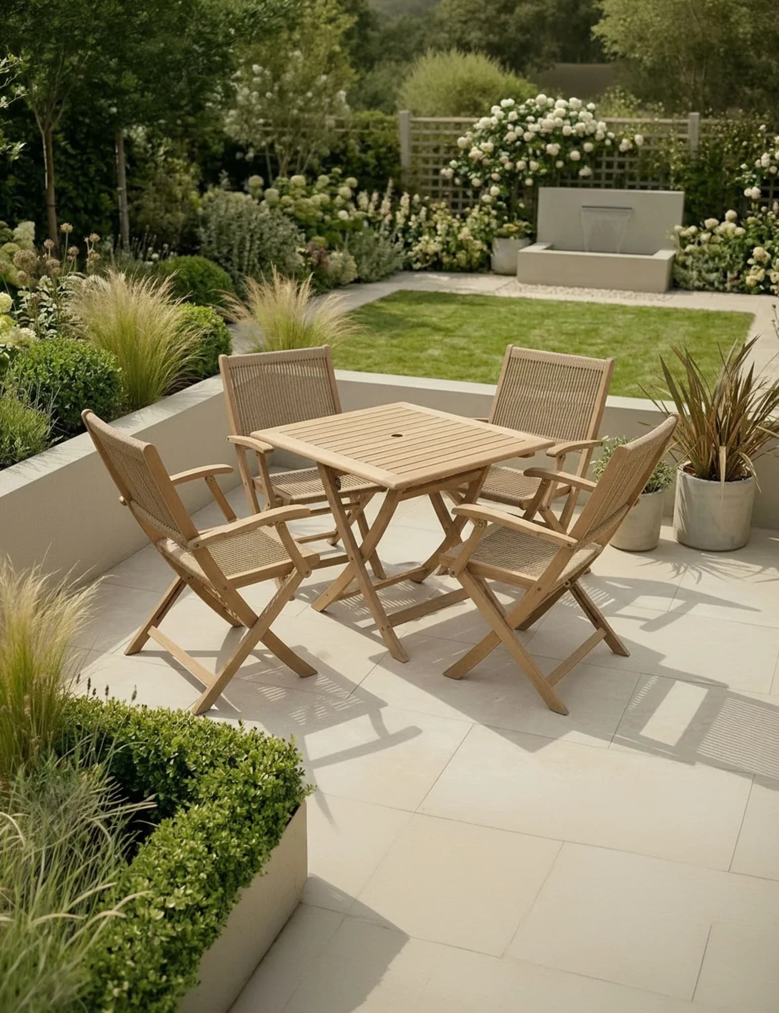 London 4 Seater Square Folding Set with London Rope Folding Armchairs - Outdoor, photo 1 of 6