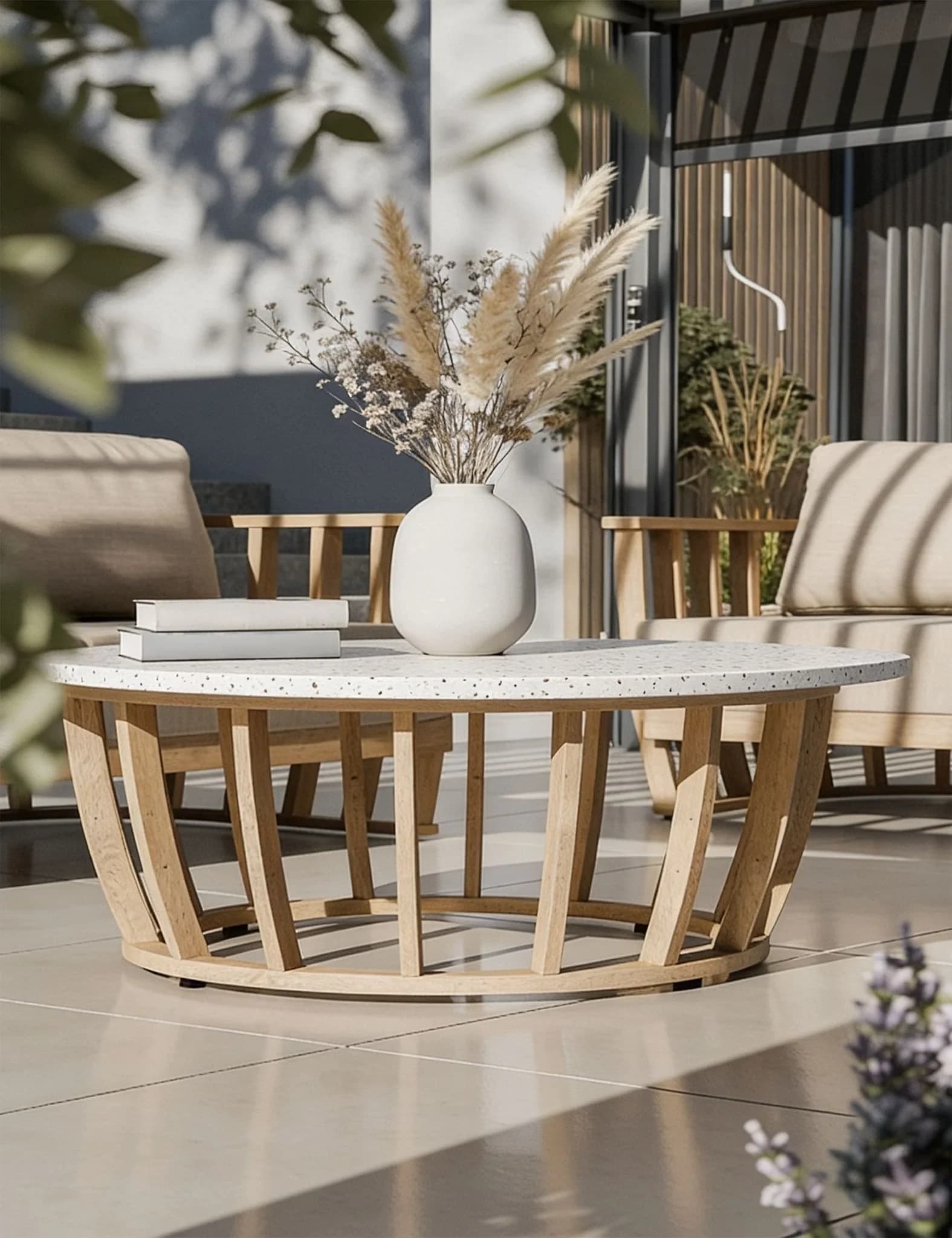 LUCCA 5-Seater Wood Lounging Set with Coffee Table - Outdoor, photo 4 of 6