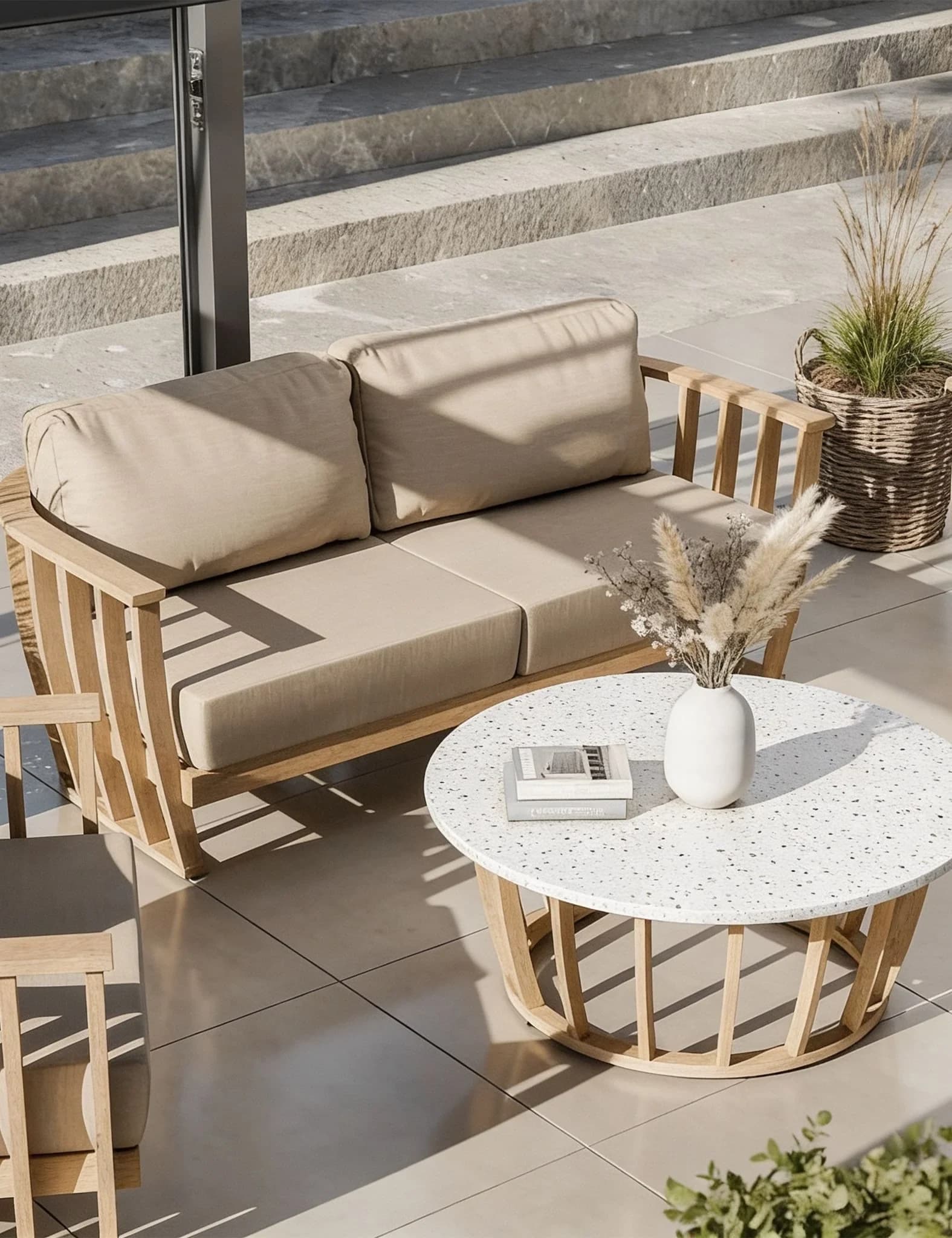 LUCCA 5-Seater Wood Lounging Set with Coffee Table - Outdoor, photo 5 of 6