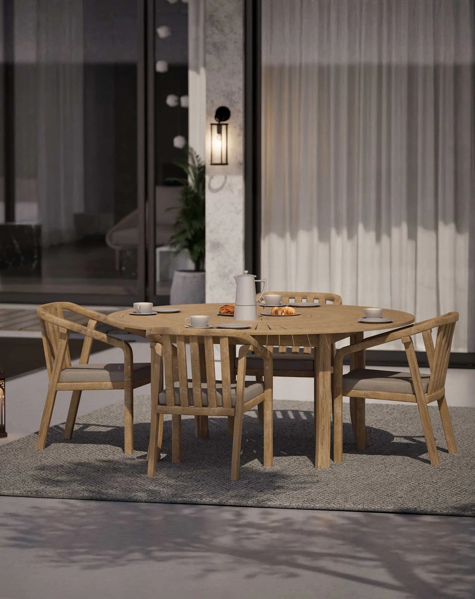 MARIS 4-Seater Round Dining Set - Outdoor, photo 1 of 6