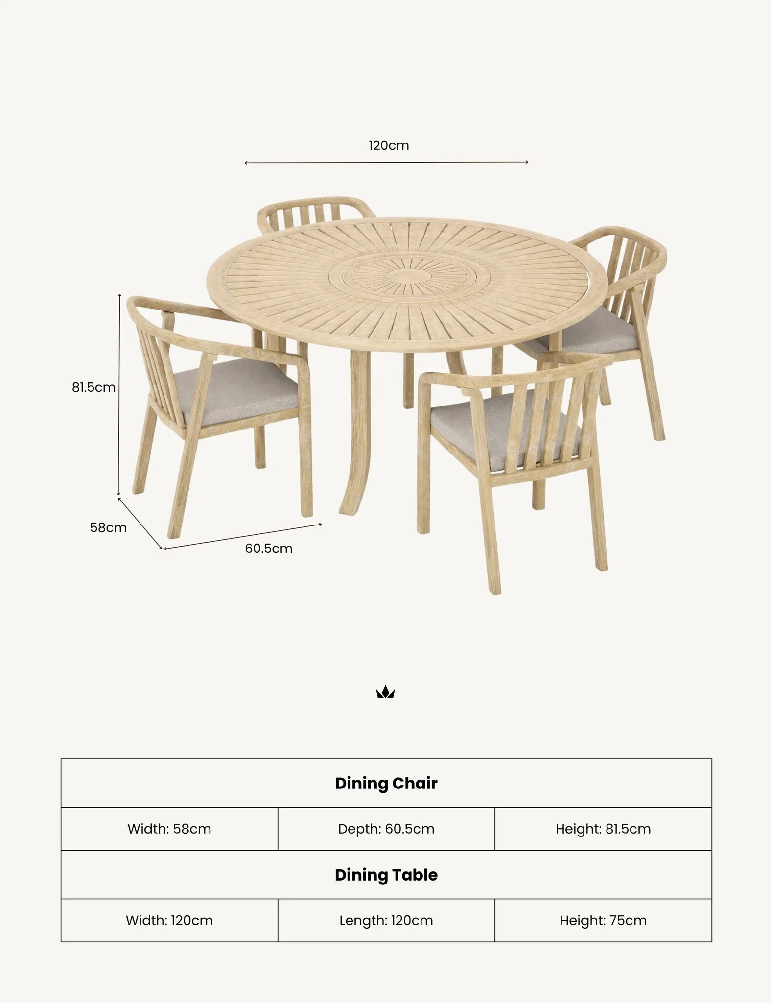 MARIS 4-Seater Round Dining Set - Outdoor, photo 4 of 6