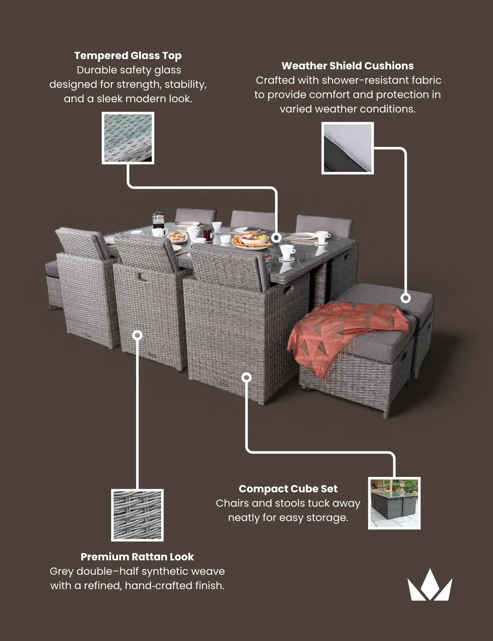 Paris 10 Seater Cube Dining Set - Outdoor, photo 3 of 6