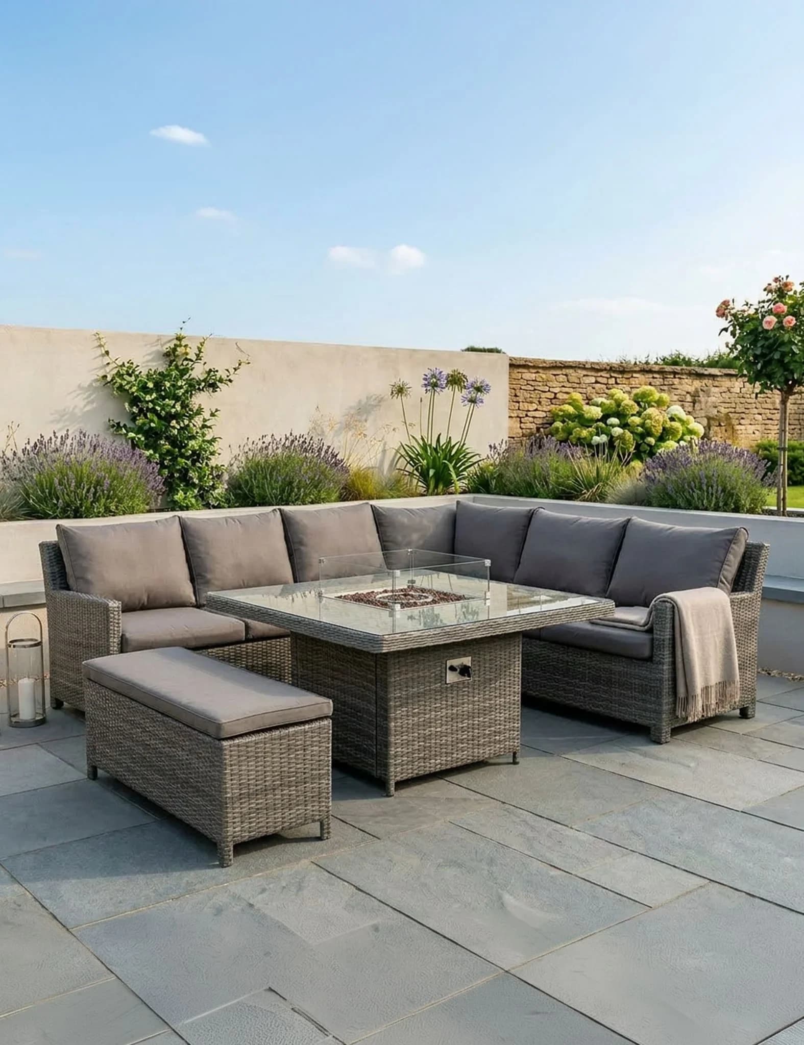 Paris 8 Seater Deluxe Modular Corner Dining & Lounging Set -with Square Fire Pit Table - Outdoor, photo 2 of 6