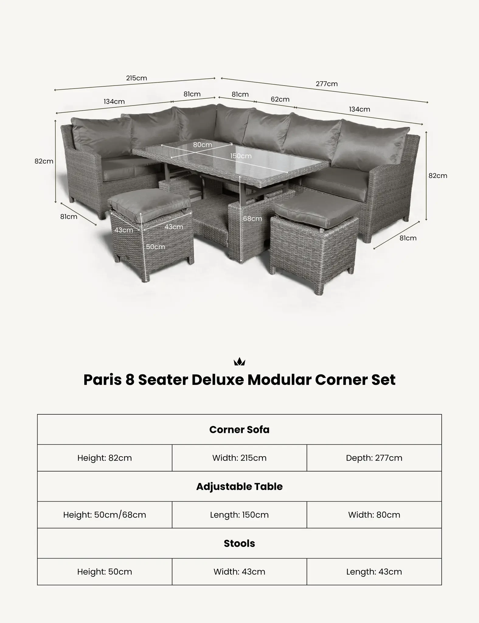 Paris 8 Seater Deluxe Modular Corner Dining & Lounging Set - Outdoor, photo 3 of 6