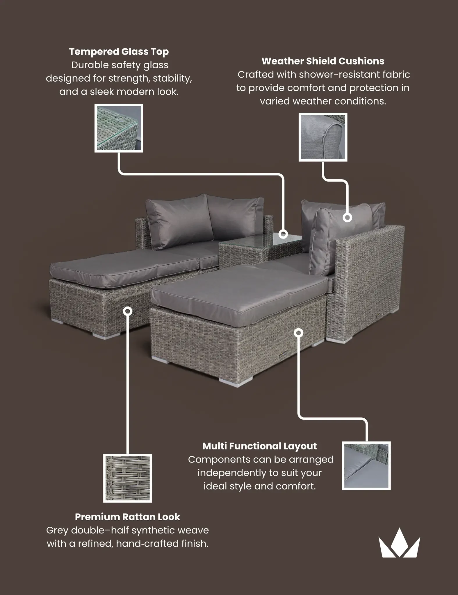 Paris 4 Seater Multi Setting Relaxer Set - Outdoor, photo 3 of 6