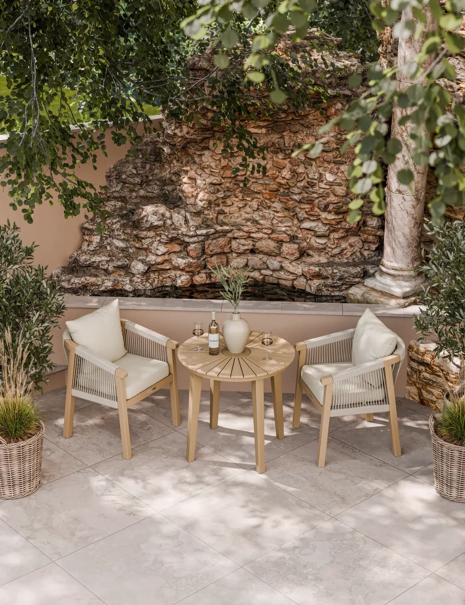 Roma 2 Seater Round Sunray Bistro Set with Roma Dining Chairs - Outdoor, photo 1 of 6