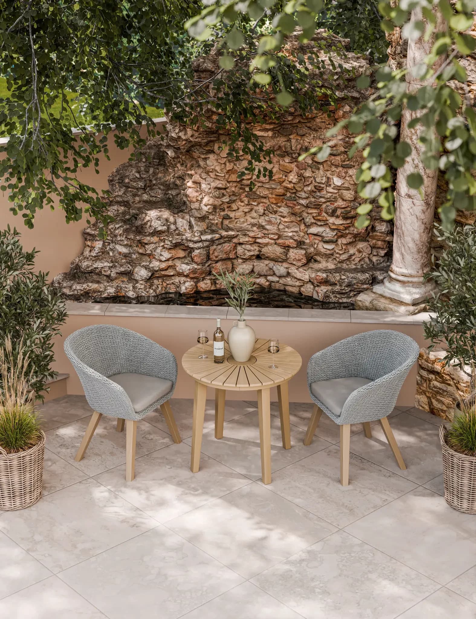 Roma 2 Seater Round Sunray Bistro Set with Sol Dining Chairs - Outdoor, photo 1 of 4