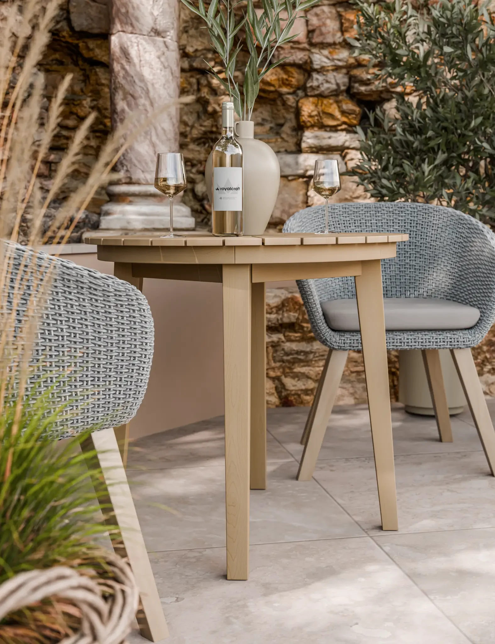 Roma 2 Seater Round Sunray Bistro Set with Sol Dining Chairs - Outdoor, photo 2 of 4