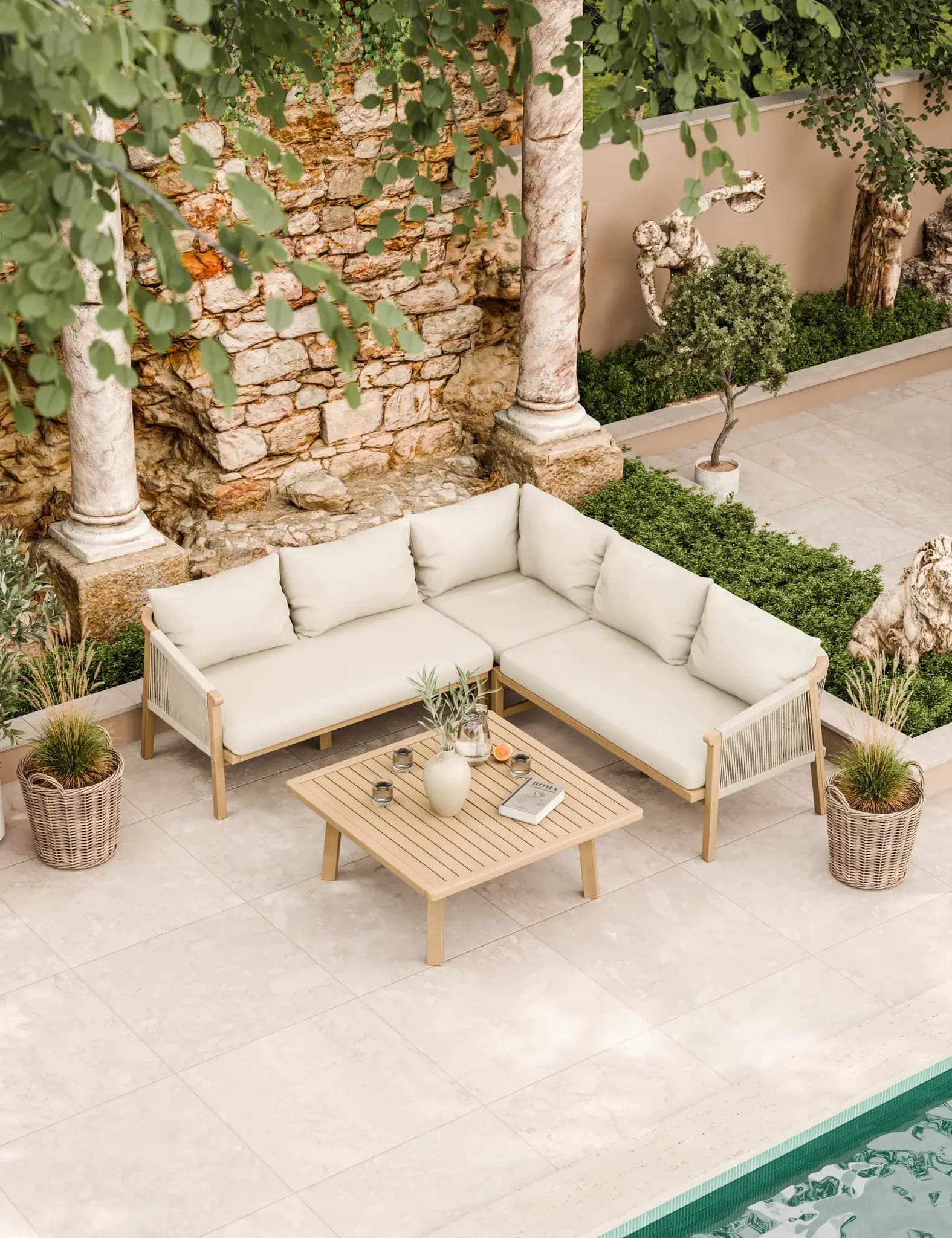 Roma 5 Seater Corner Lounge Set with 90cm Square Coffee Table - Outdoor, photo 1 of 6