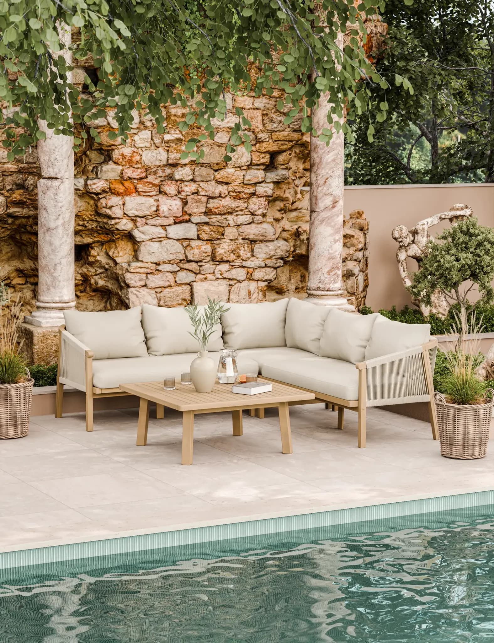 Roma 5 Seater Corner Lounge Set with 90cm Square Coffee Table - Outdoor, photo 3 of 6