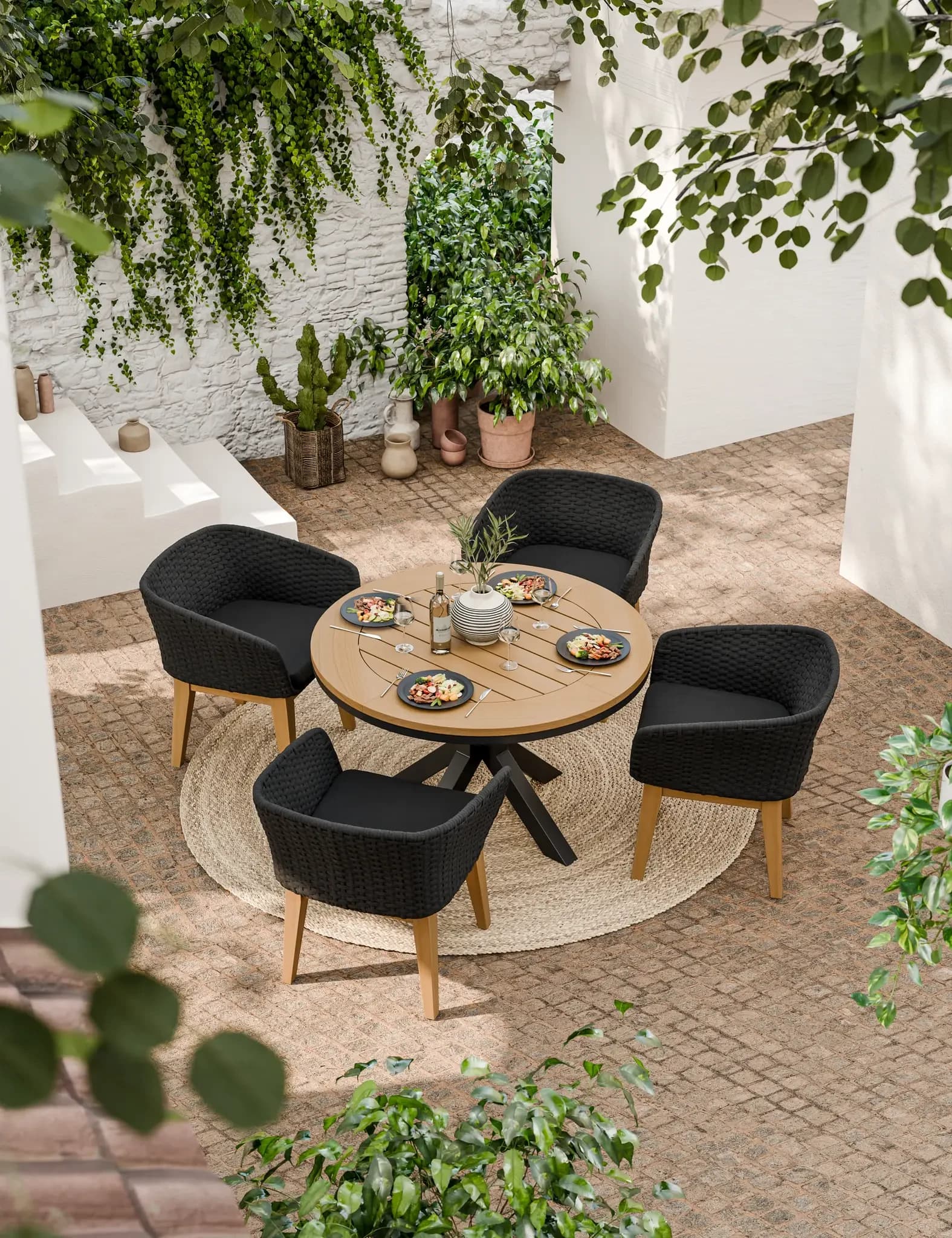 Tuscany 4 Seater Round Dining Set with Eden Night Dining Chairs - Outdoor, photo 1 of 6