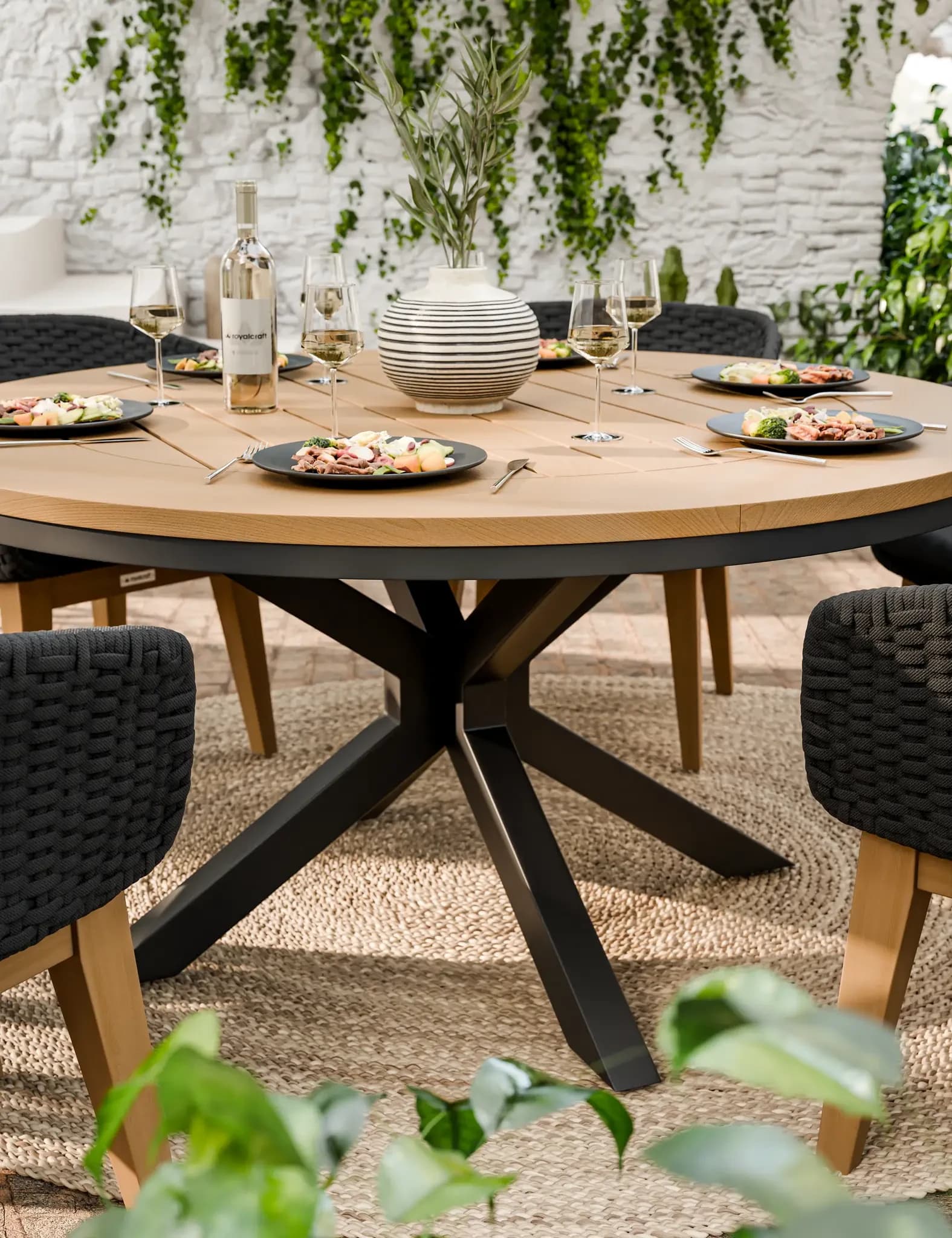 Tuscany 6 Seater Round Dining Set with Eden Night Dining Chairs - Outdoor, photo 3 of 6