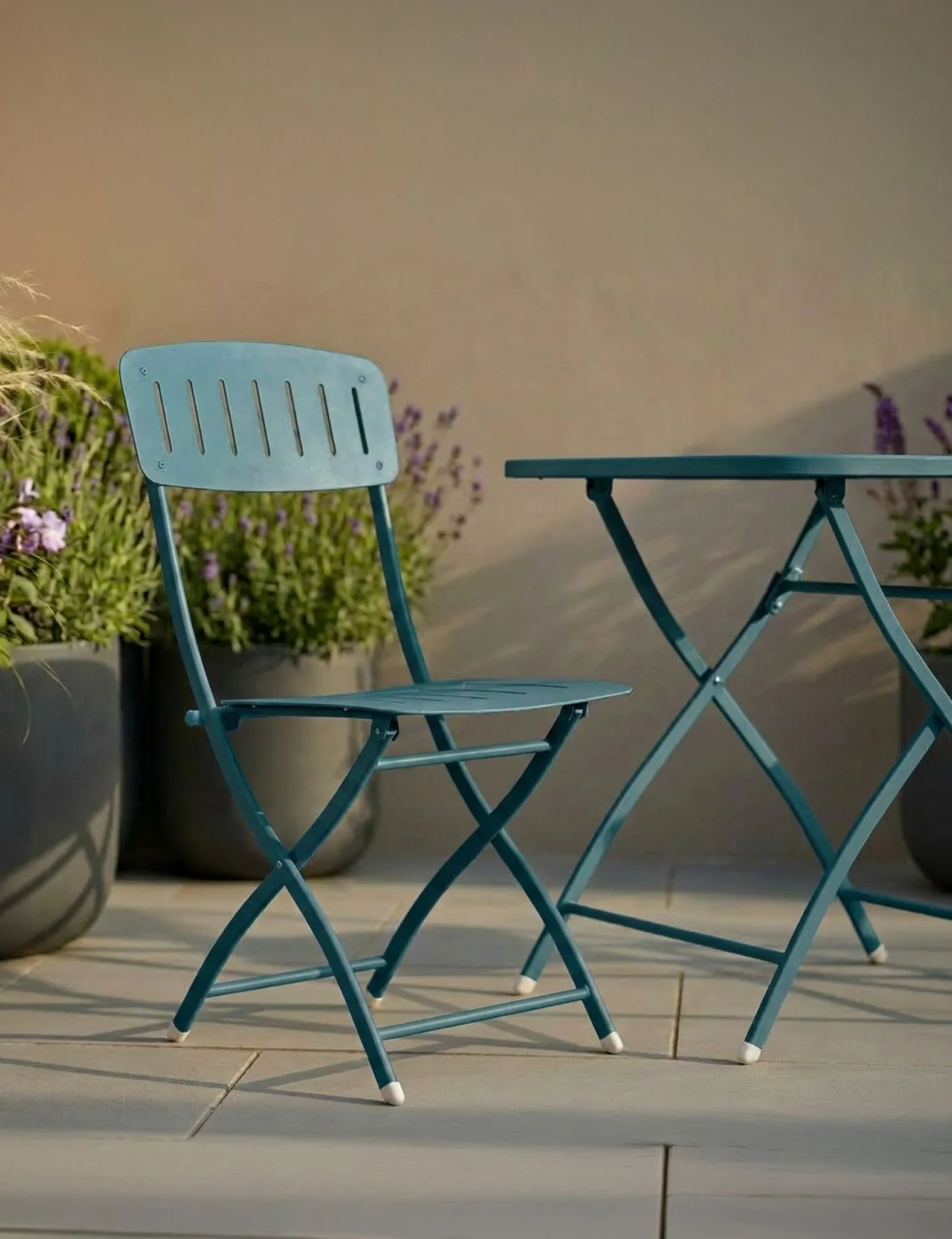 Venice 2 Seater Folding Bistro Set in Caribbean Blue - Outdoor, photo 2 of 5