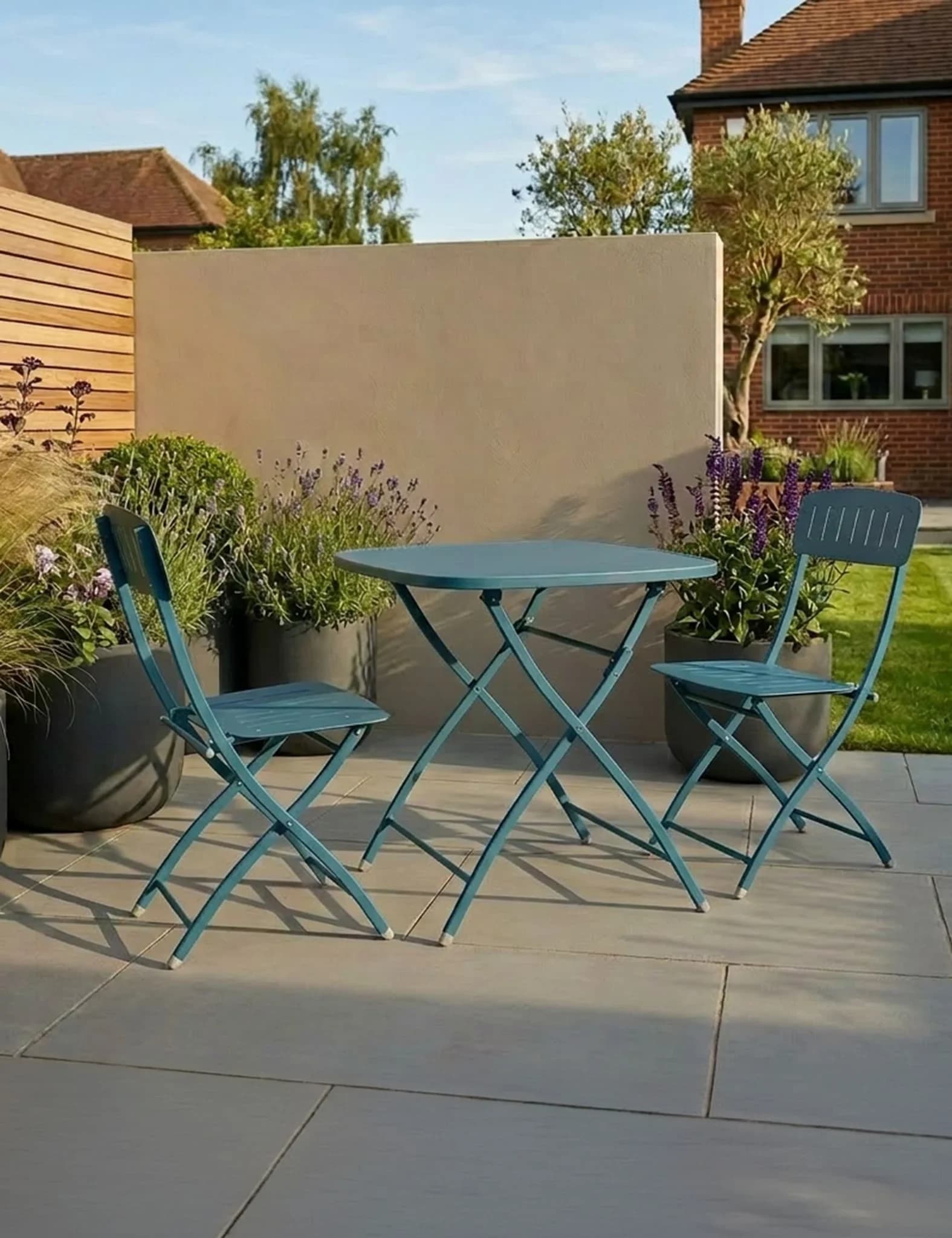 Venice 2 Seater Folding Bistro Set in Caribbean Blue - Outdoor, photo 1 of 5
