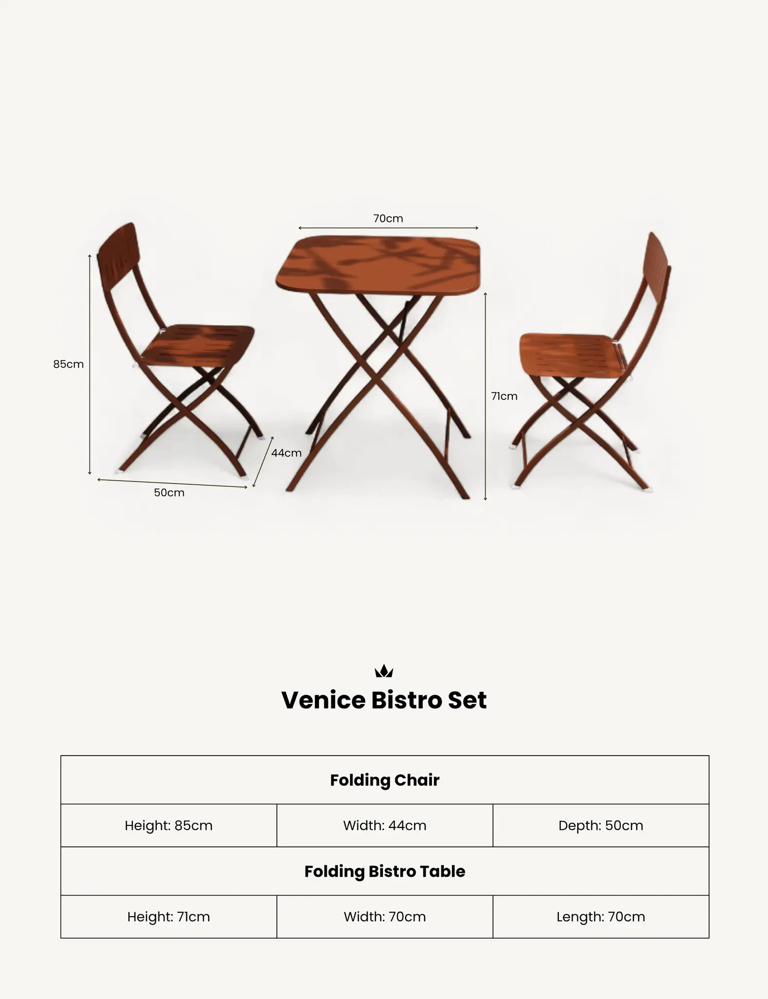 Venice 2 Seater Folding Bistro Set in Cayenne Orange - Outdoor, photo 4 of 5