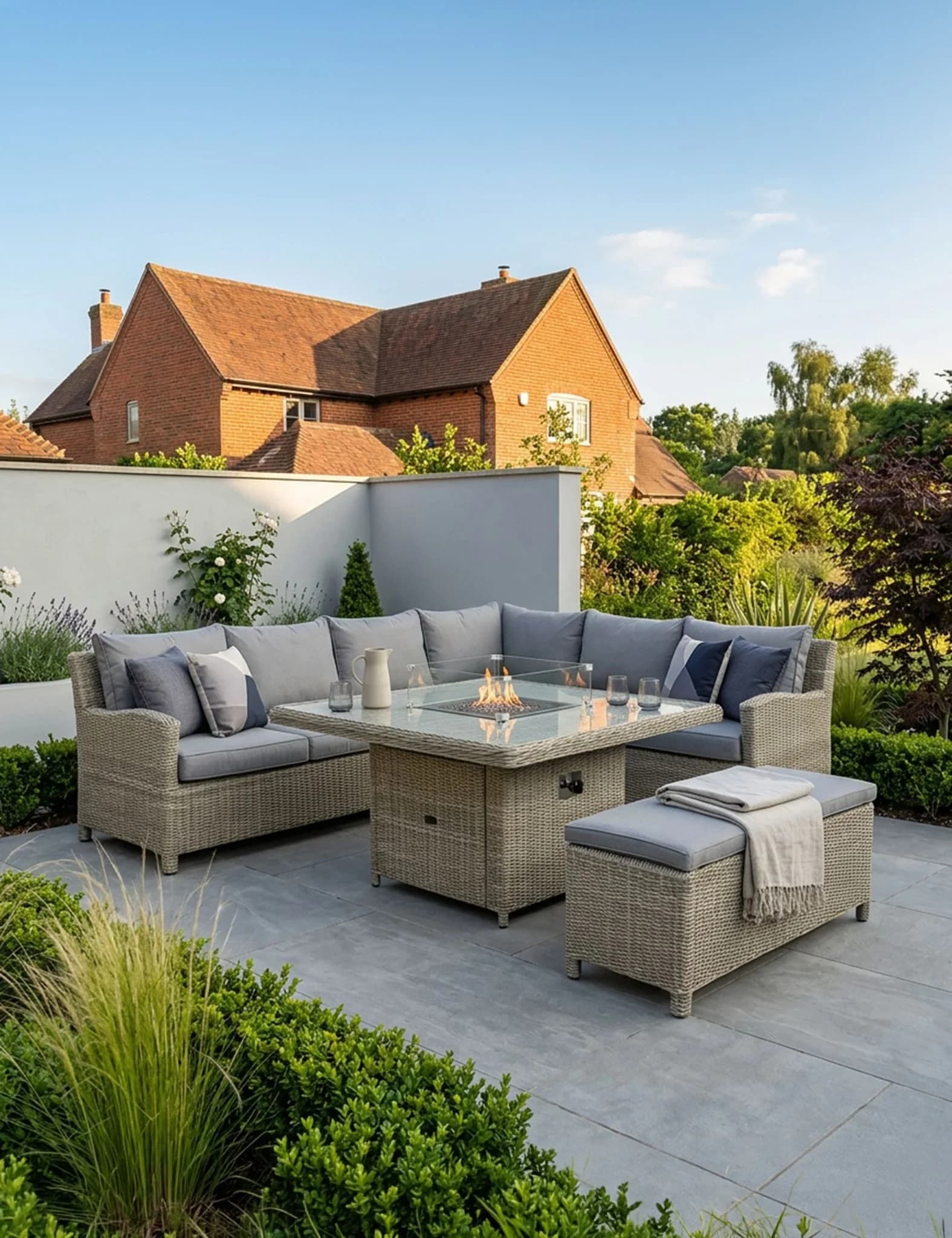 Wentworth 8 Seater Deluxe Modular Corner Dining & Lounging Set with Square Fire Pit Table - Outdoor, photo 2 of 6