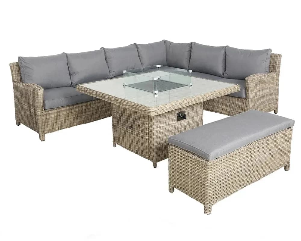 Wentworth 8 Seater Deluxe Modular Corner Dining & Lounging Set with Square Fire Pit Table - Outdoor, photo 3 of 6