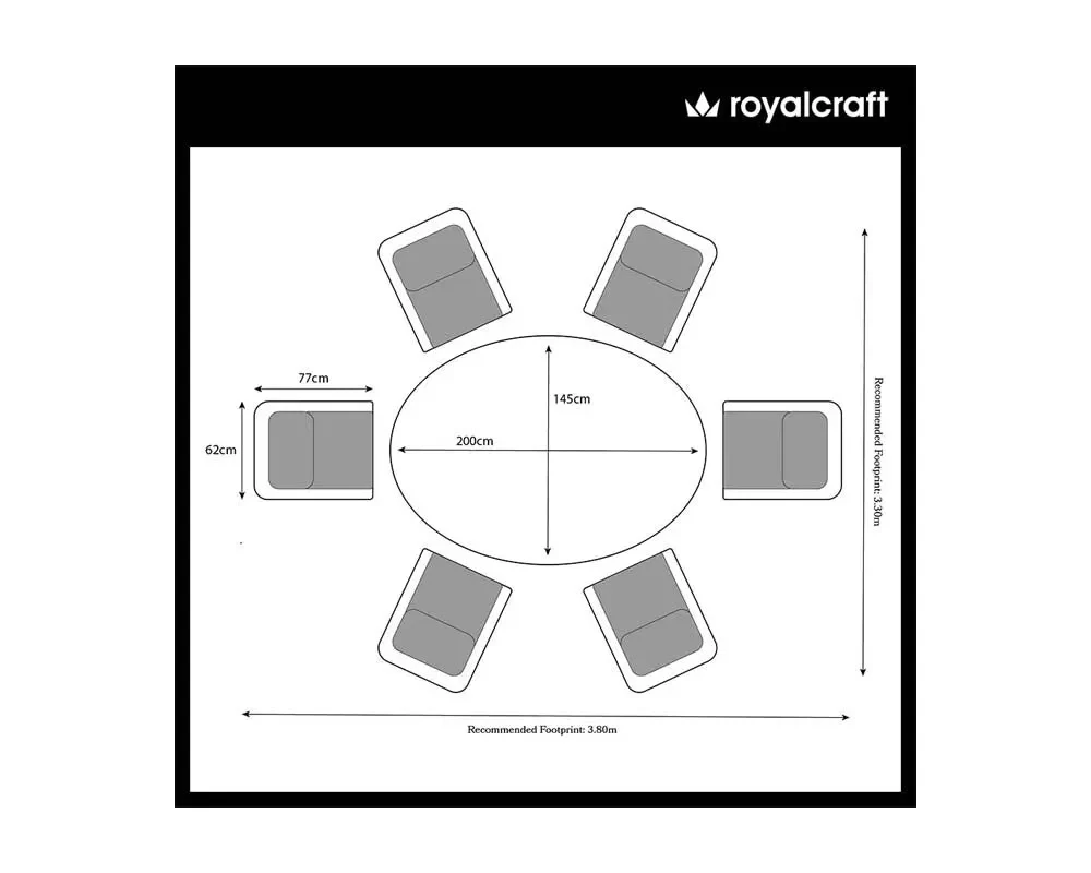 Wentworth 6 Seater Ellipse Comfort Dining Set - Outdoor, photo 7 of 7