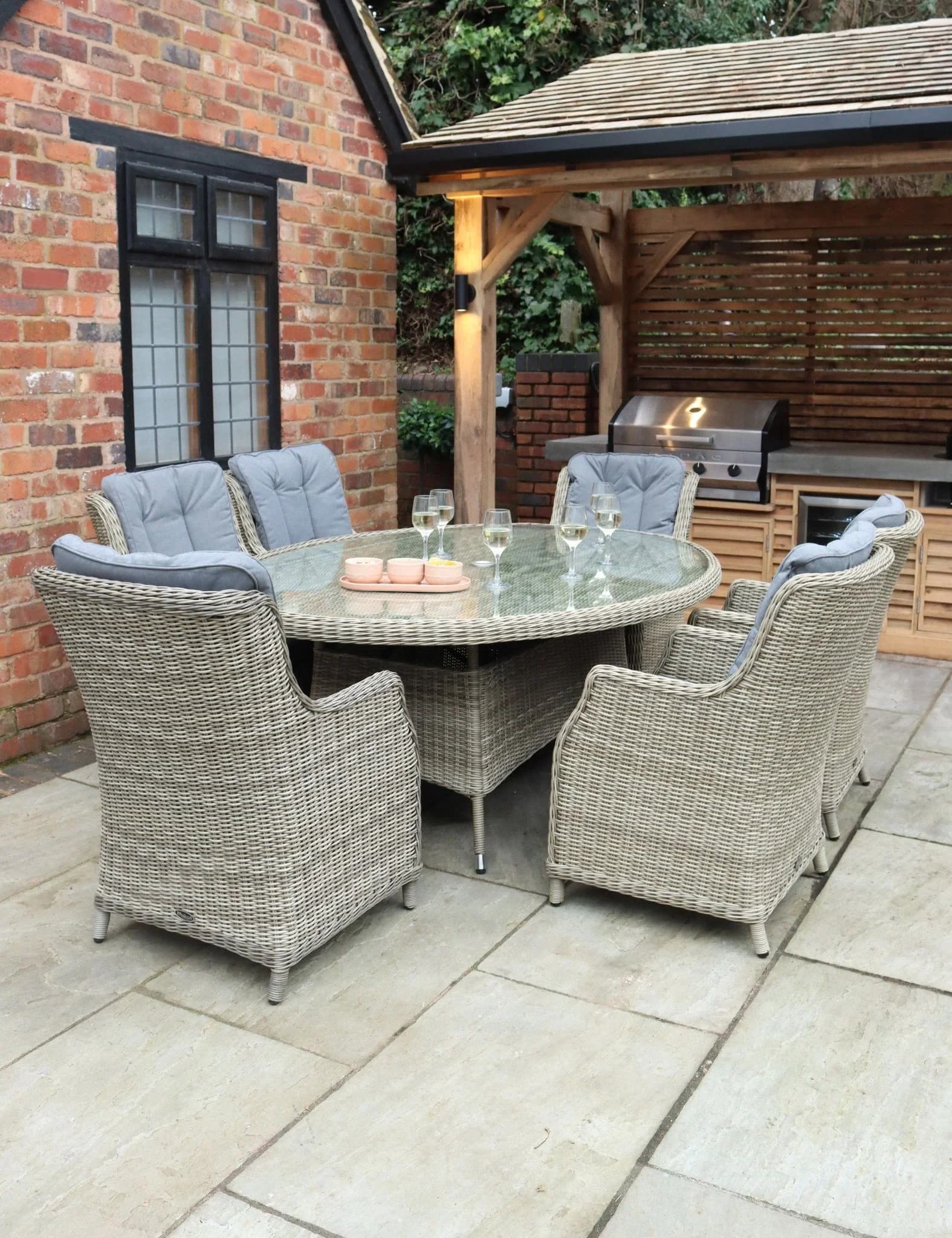 Wentworth 6 Seater Ellipse Comfort Dining Set - Outdoor, photo 2 of 7
