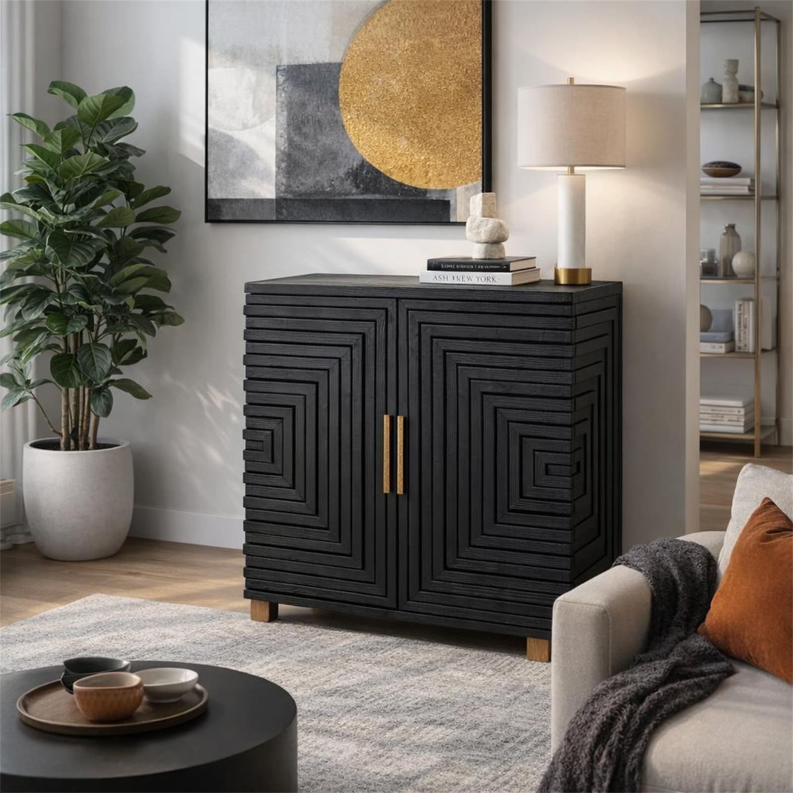 Lennox Black 2 Door Small Sideboard - Sideboards, photo 2 of 6
