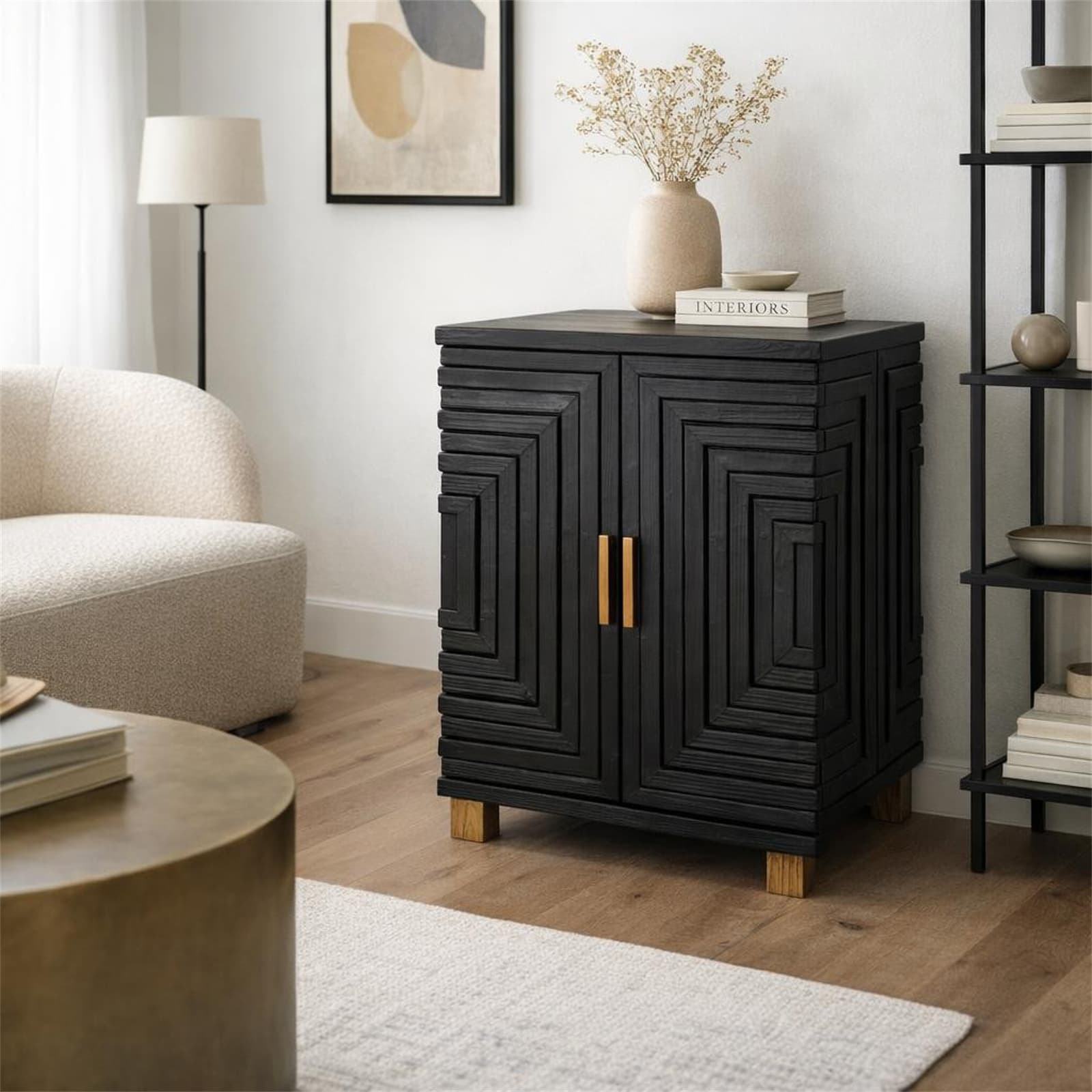 Lennox Black 2 Door Side Cupboard - Cabinets, photo 2 of 6