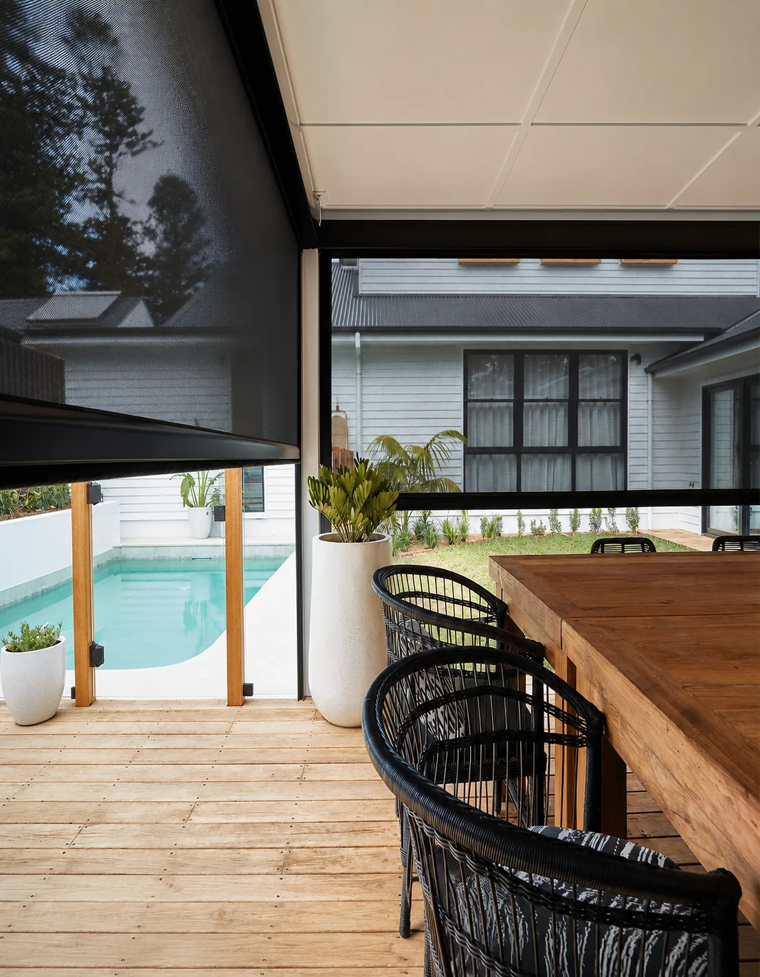 Weinor VertiTex zip screen on bifold doors