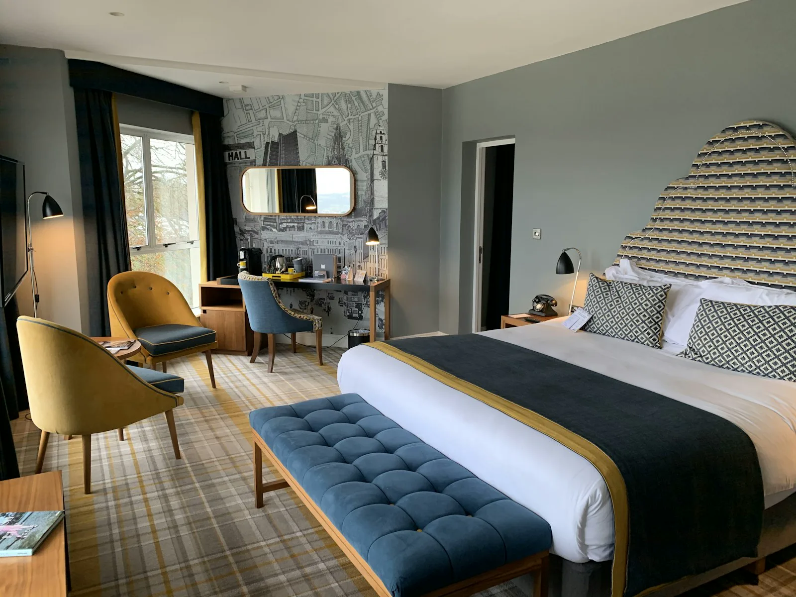 Woven patterned carpet in a bedroom