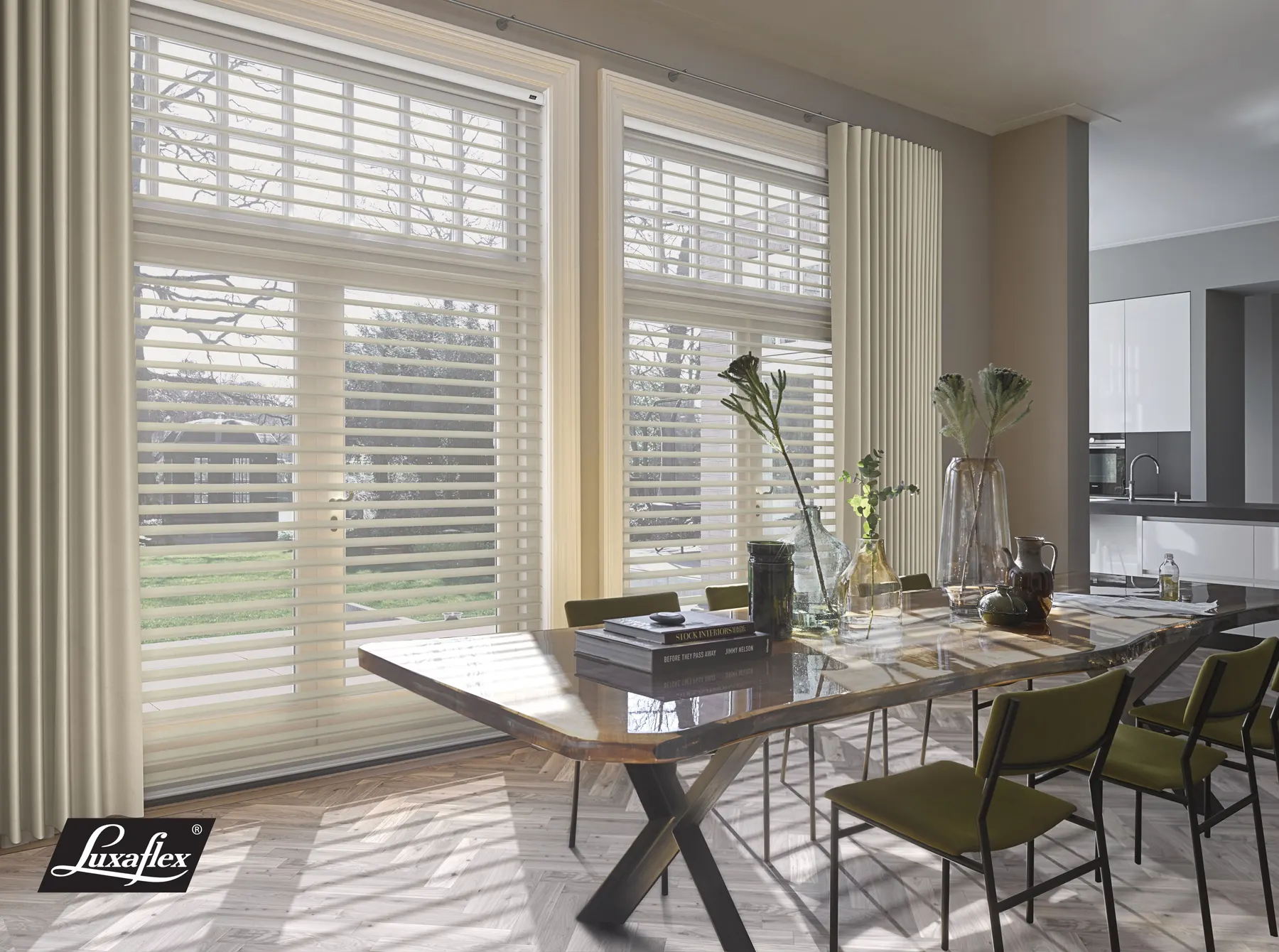 Luxaflex Silhouette soft shades in a living room