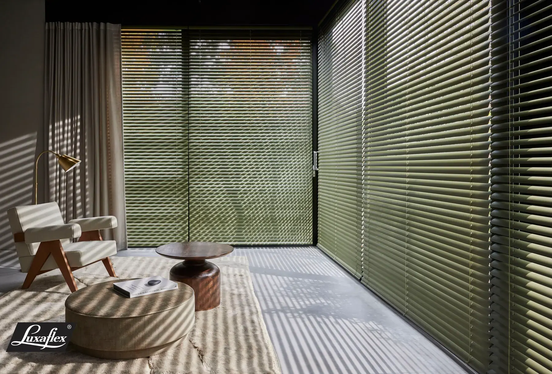 Luxaflex Venetian blinds with tilted slats