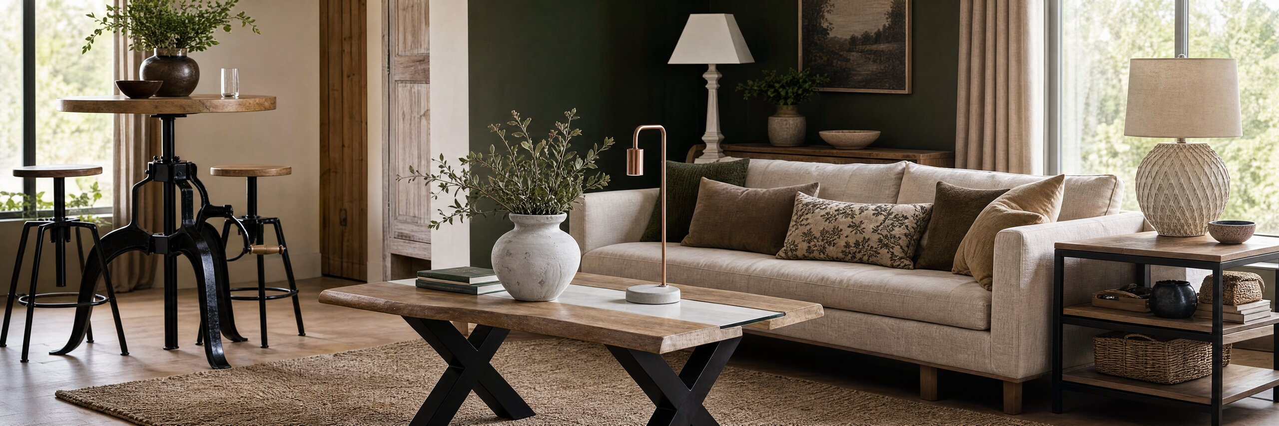 Living room scene featuring Crestwood furniture and lighting from the online store