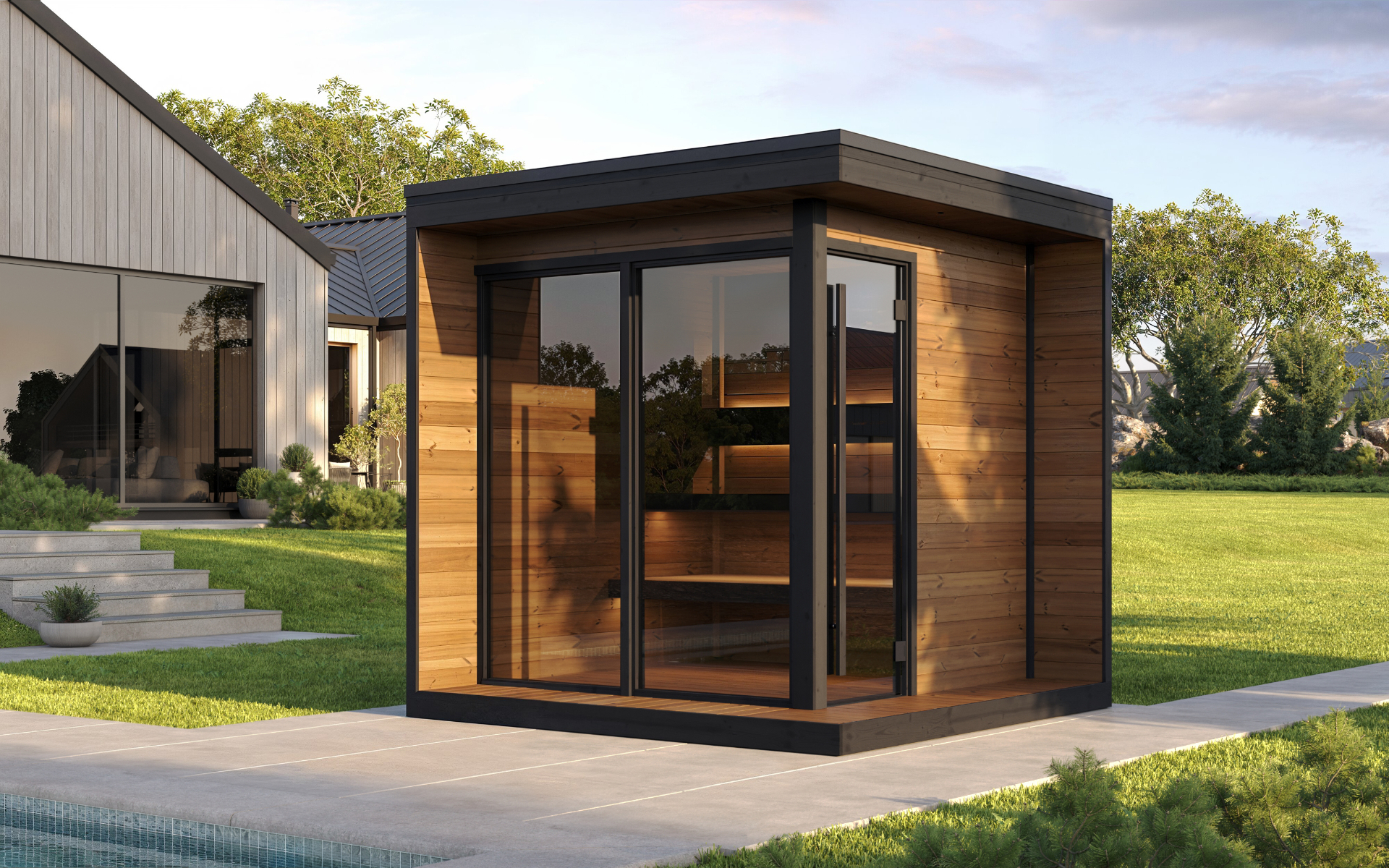 Estwood outdoor sauna on a patio