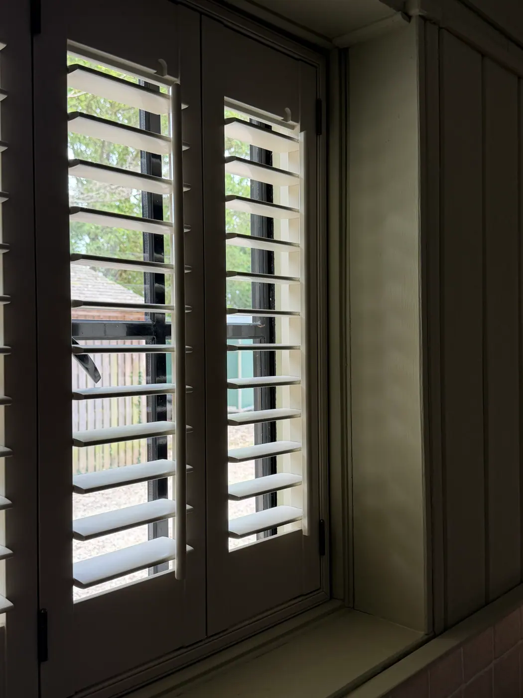 Close-up of adjustable interior shutter louvres and stile detail from the S:CRAFT range